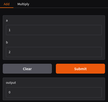 Gradio UI showing tabbed interface